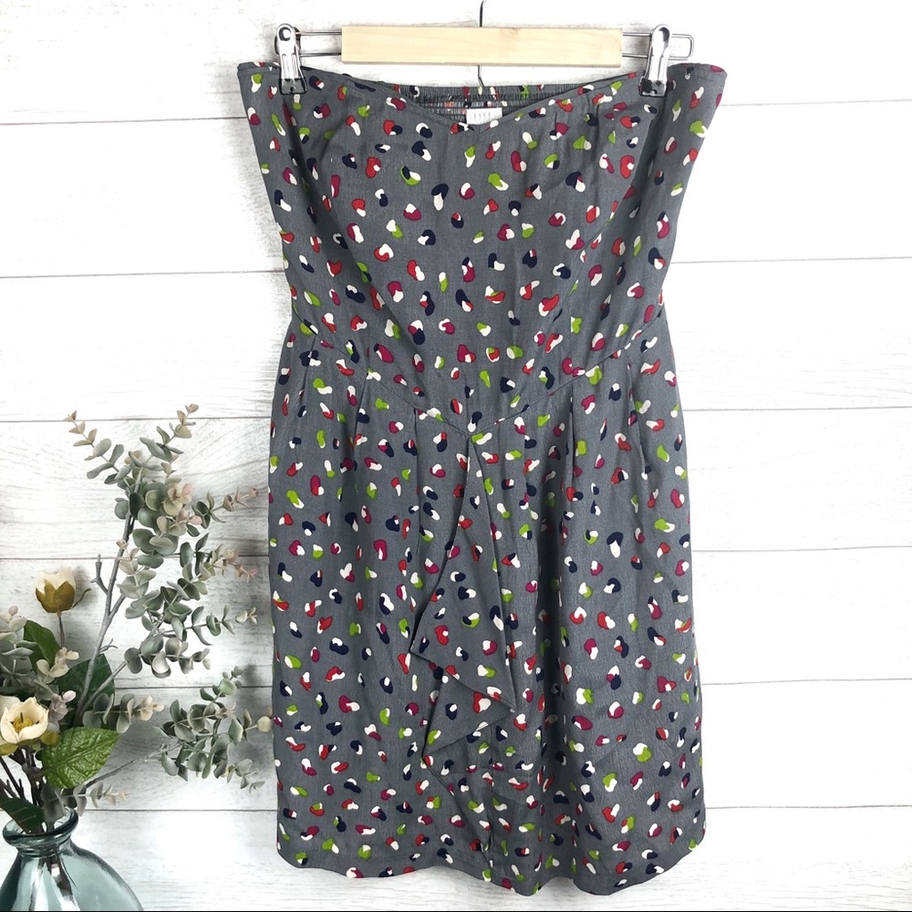 COOPERATIVE Gray Animal Print Strapless Dress
